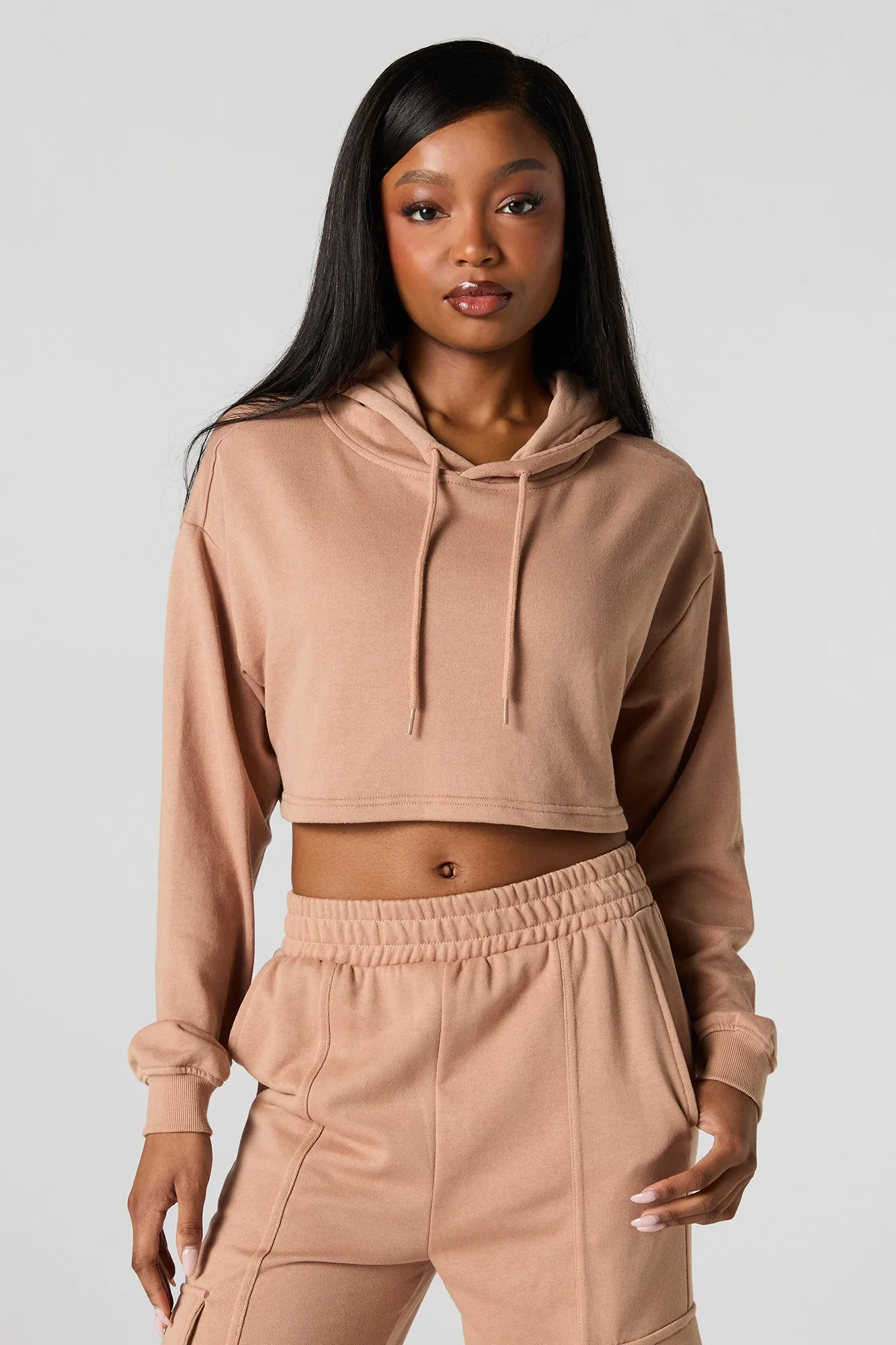 Drawstring Cropped Hoodie sold by Urban Planet