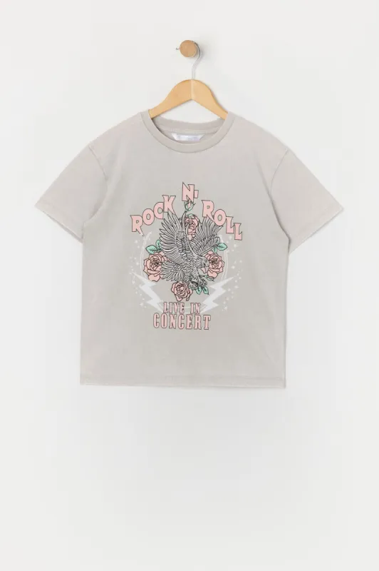 Girls Rock n Roll Concert Graphic Washed T-Shirt sold by Urban Planet