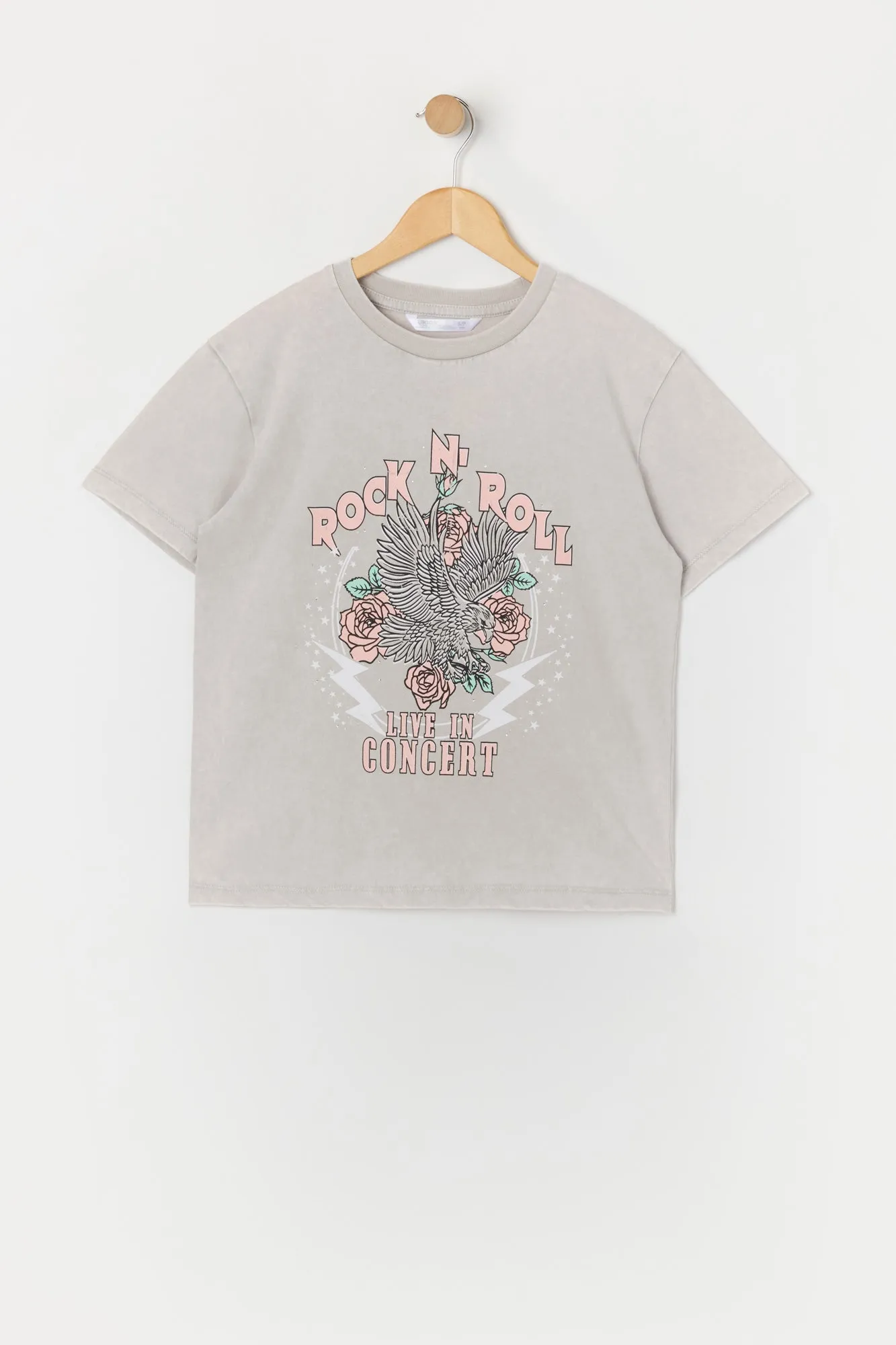Girls Rock n Roll Concert Graphic Washed T-Shirt sold by Urban Planet