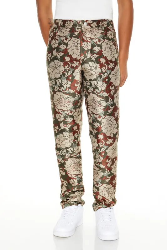 Pantalon mince en jacquard fleuri sold by Urban Planet
