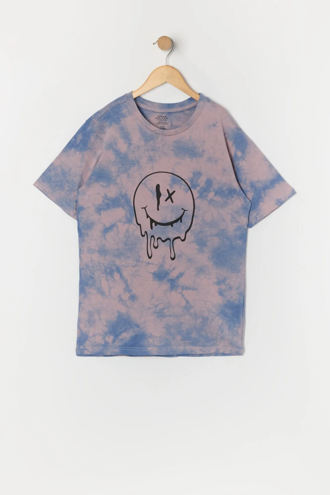 T-shirt noué-teint à imprimé Dripping Smiley pour garçon sold by Urban Planet