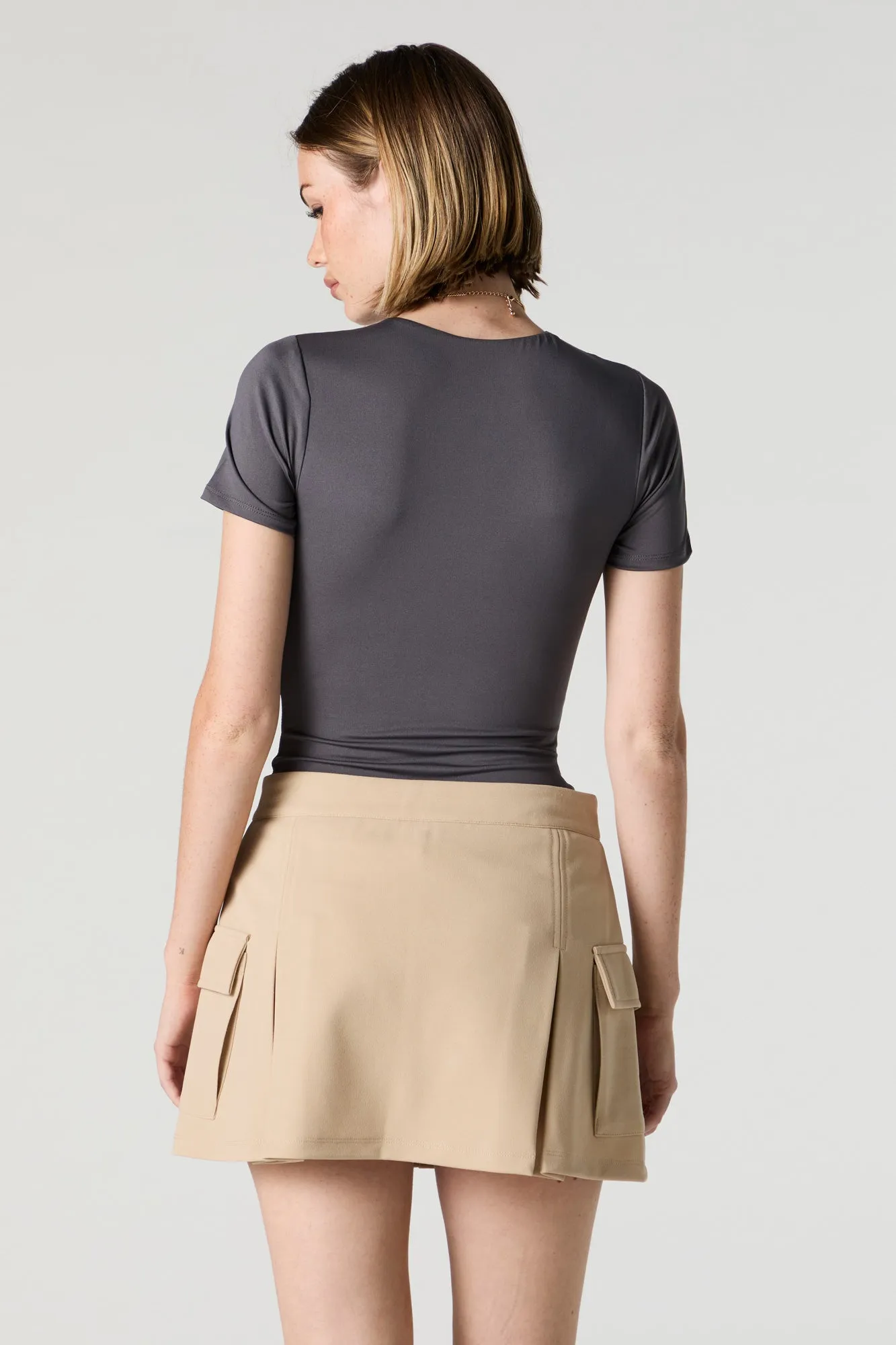 Crepe Pleated Cargo Skort sold by Urban Planet product image thumbnail 5