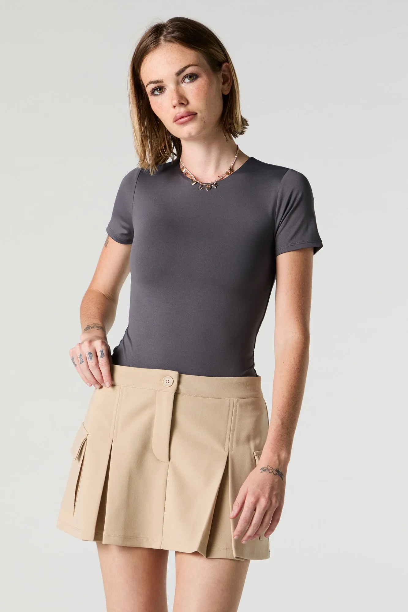 Crepe Pleated Cargo Skort sold by Urban Planet product image thumbnail 4