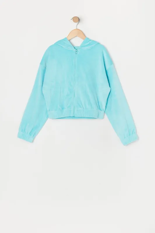 Girls Velour Zip-Up Hoodie sold by Urban Planet