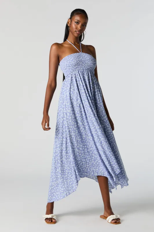 Robe midi bain-de-soleil smockée fleurie sold by Urban Planet