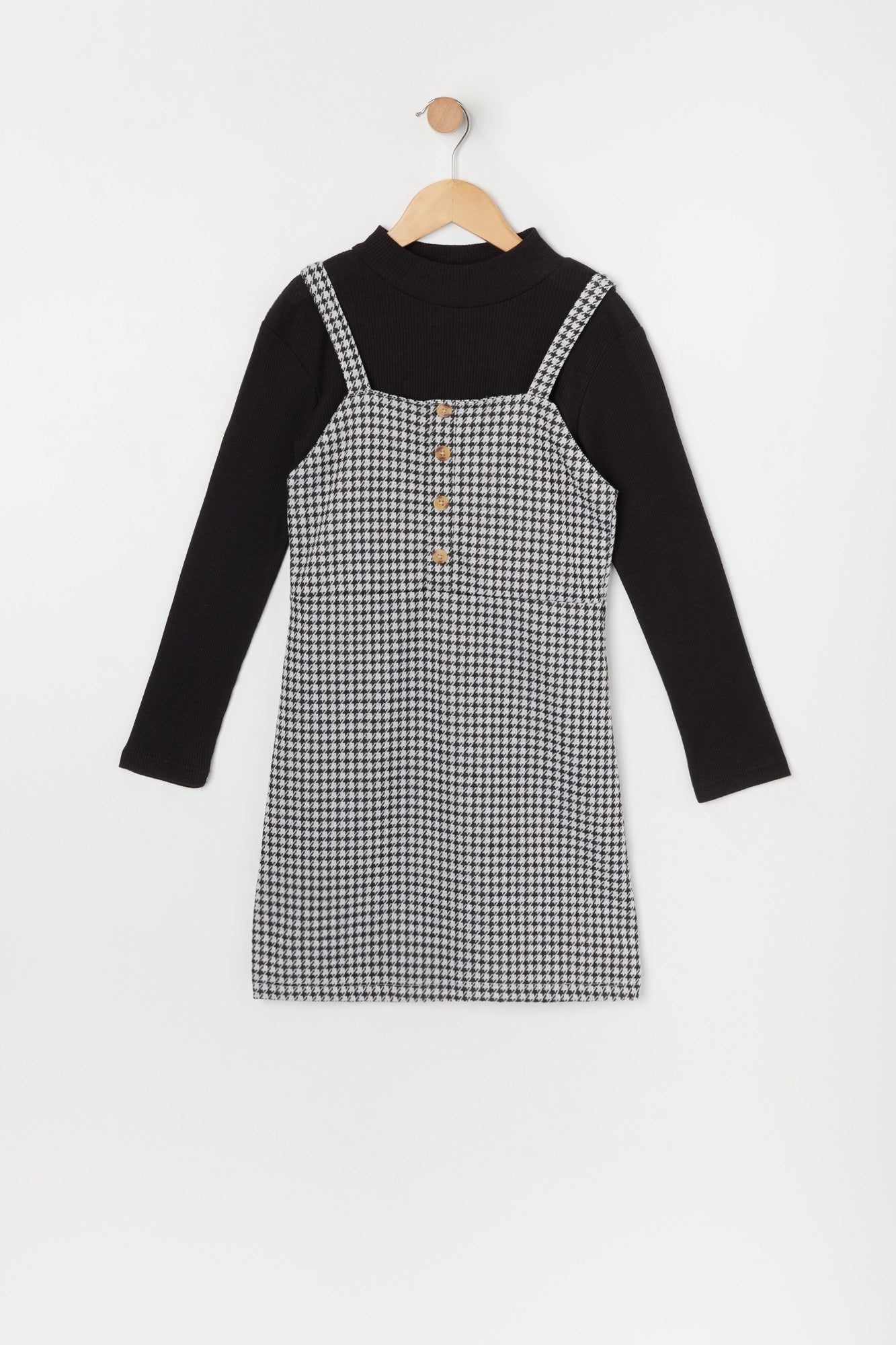 Girls Plaid Pinafore Combo Dress sold by Urban Planet