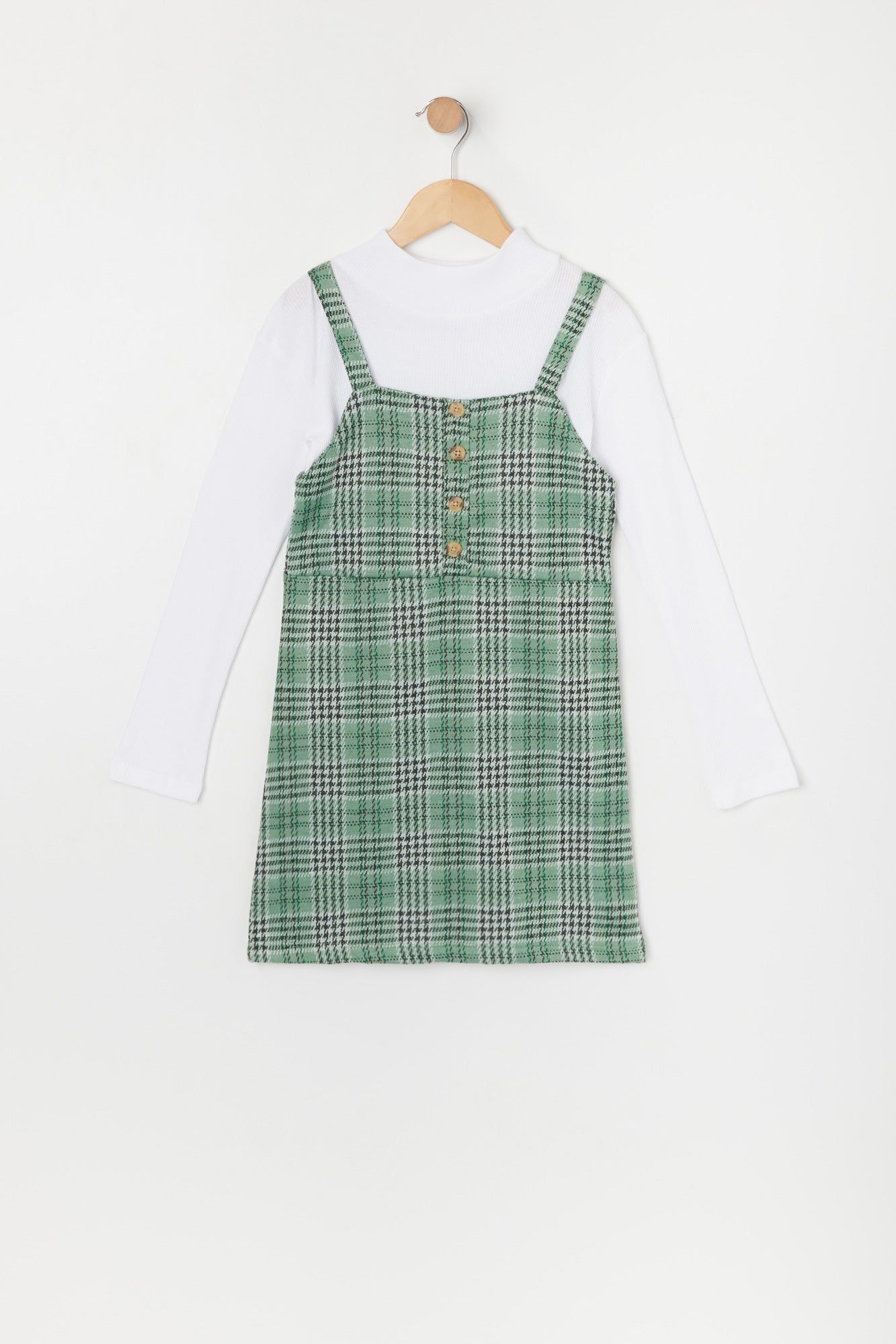Girls Plaid Pinafore Combo Dress sold by Urban Planet product image thumbnail 5