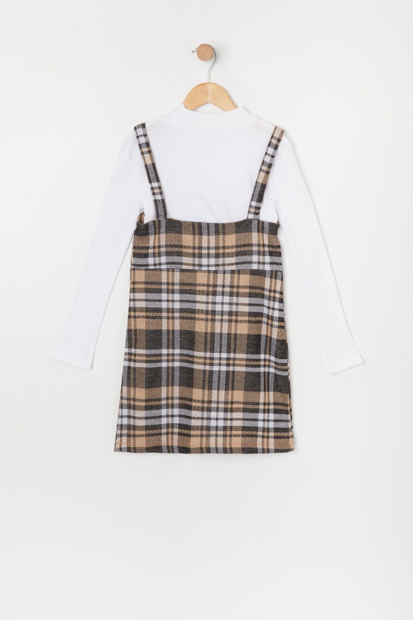 Girls Plaid Pinafore Combo Dress sold by Urban Planet product image thumbnail 4