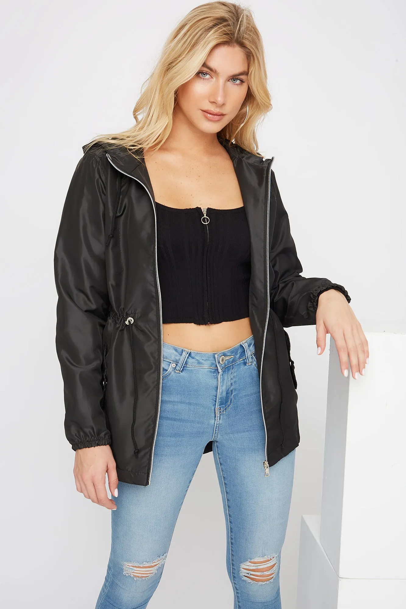 Anorak Zip-Up Hooded Windbreaker sold by Urban Planet product image thumbnail 3