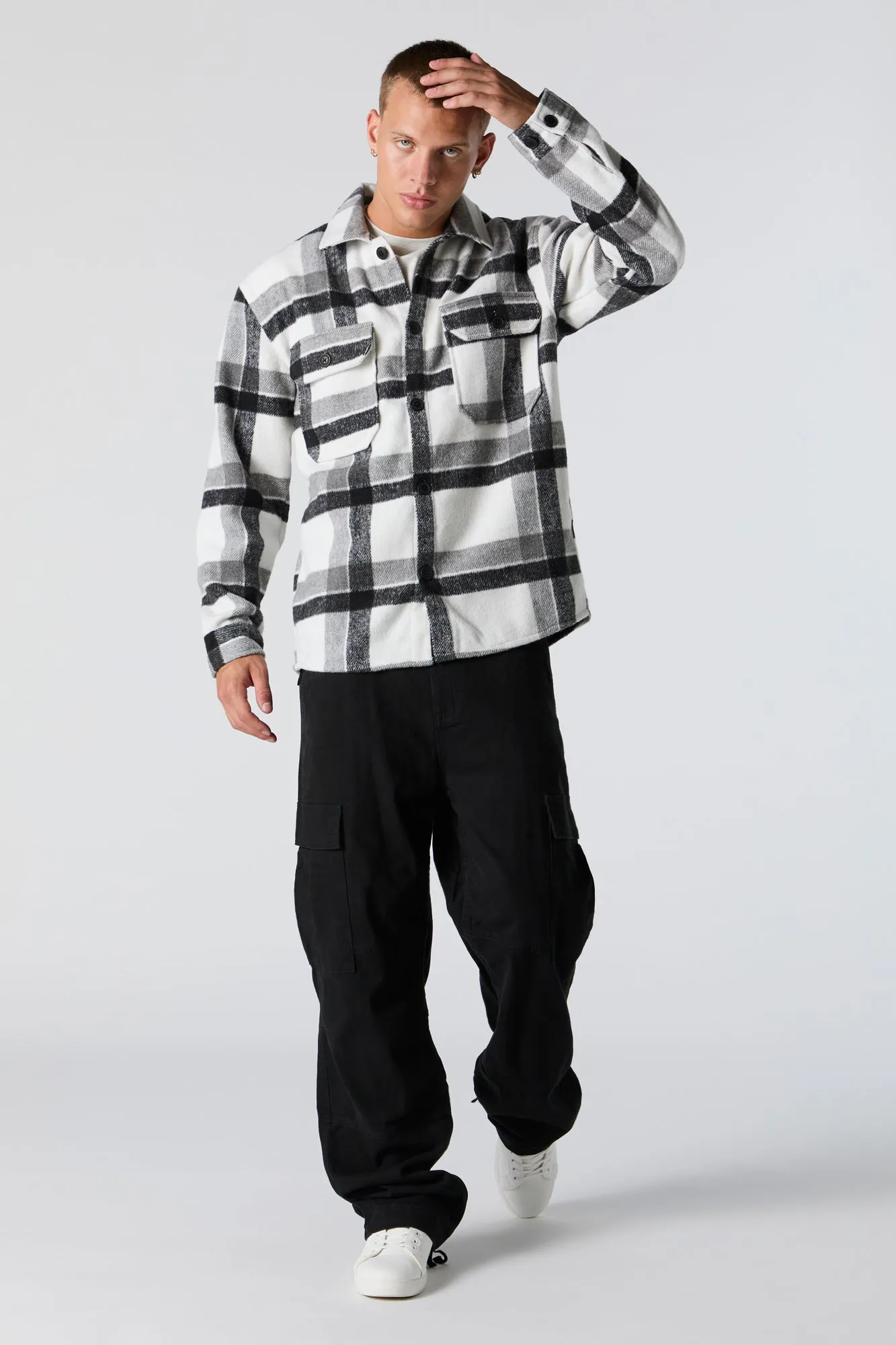 Plaid Button Front Shacket sold by Urban Planet product image thumbnail 3