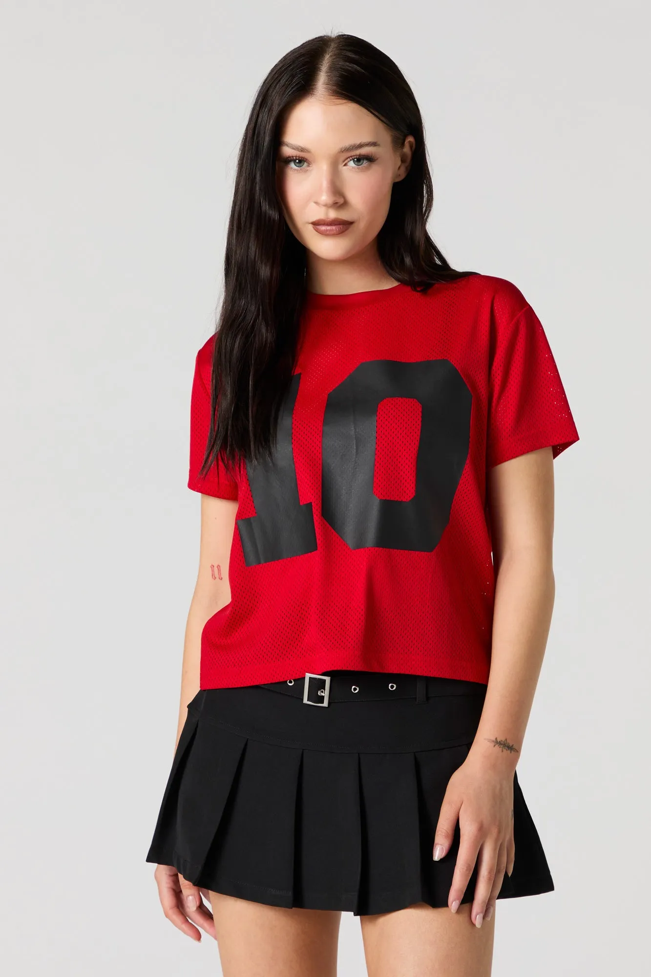 10 Graphic Mesh Cropped T-Shirt sold by Urban Planet