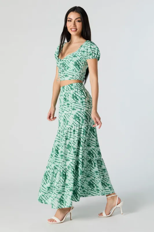 Tie Dye Print Tiered Maxi Skirt sold by Urban Planet