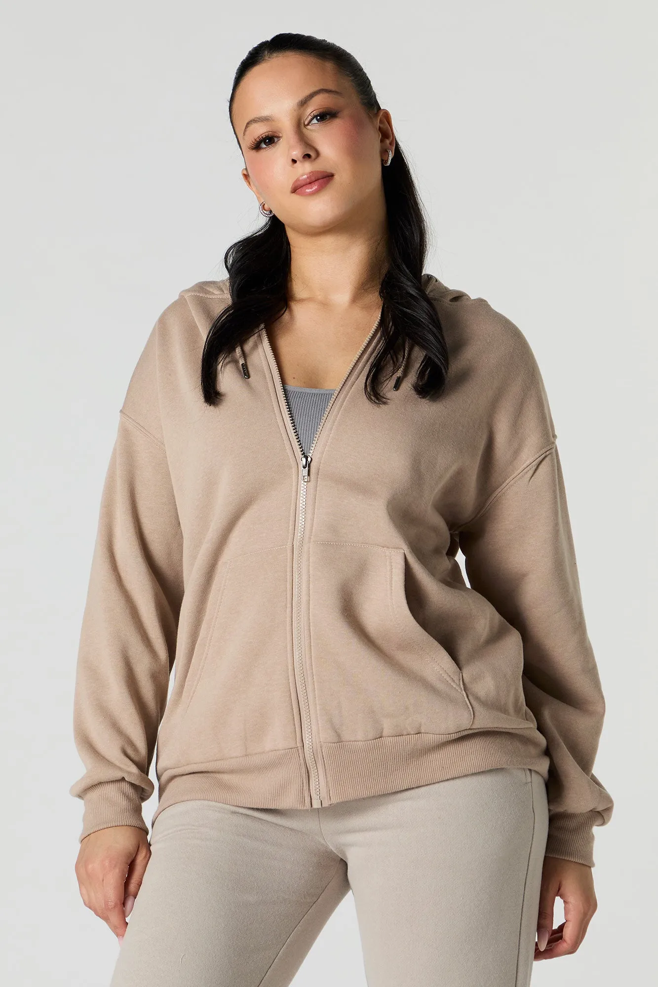 Oversized Fleece Zip-Up Hoodie sold by Urban Planet product image thumbnail 4