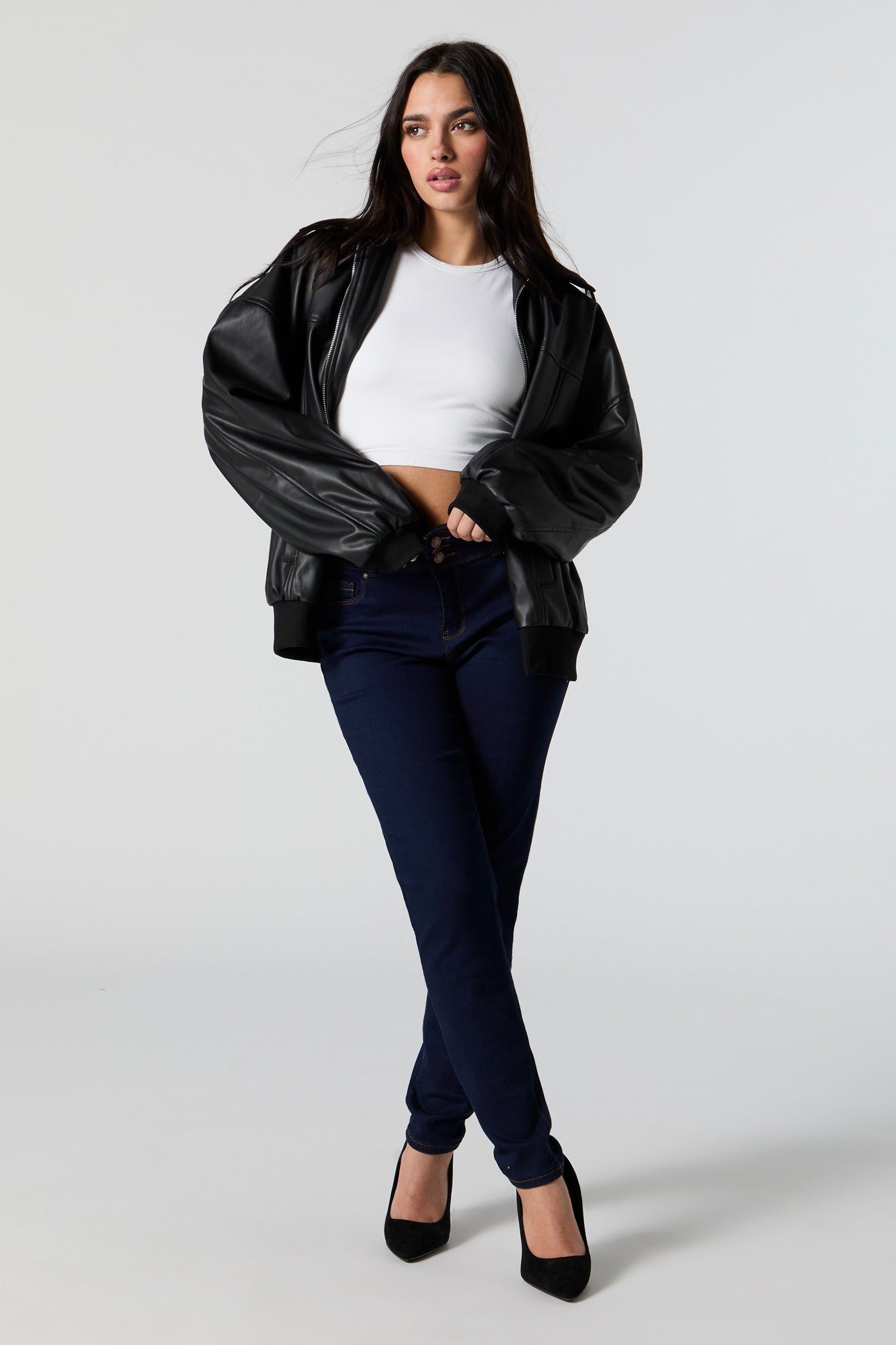 High-Rise Triple Button Skinny Jean sold by Urban Planet