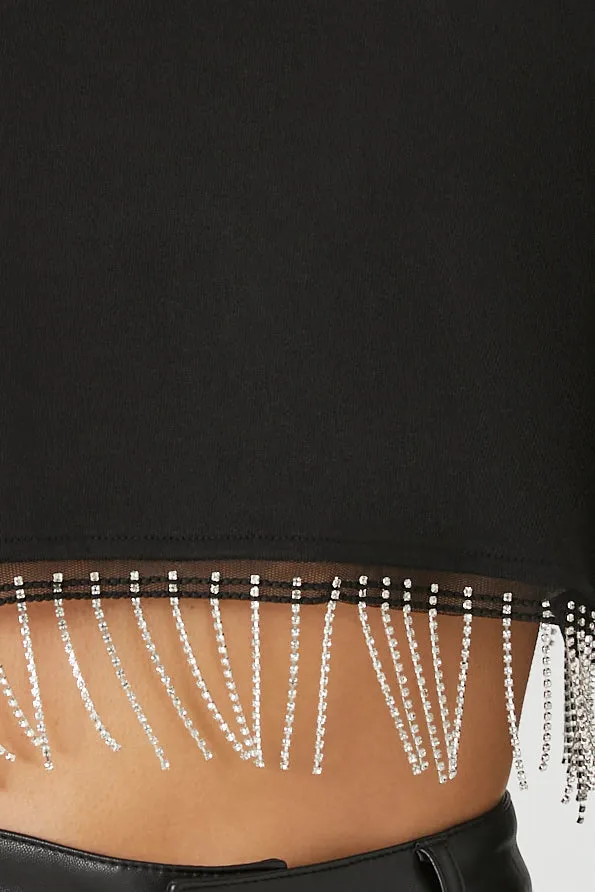 Chandail en molleton écourté avec franges et pierres du Rhin sold by Urban Planet product image thumbnail 5