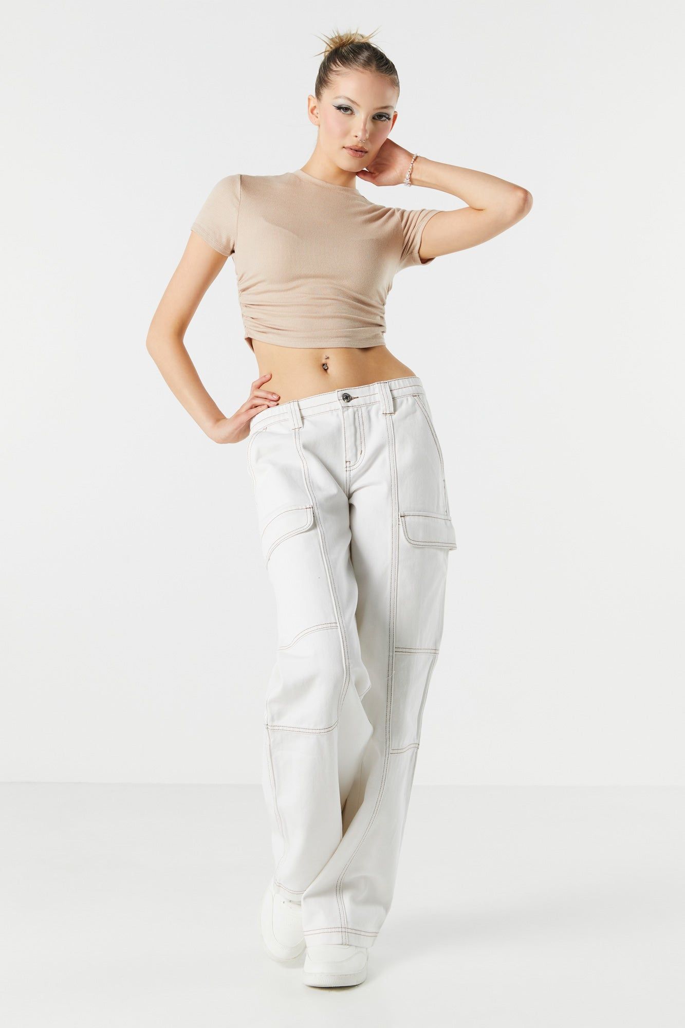 Ribbed Side Cinched Crop Top sold by Urban Planet product image thumbnail 3