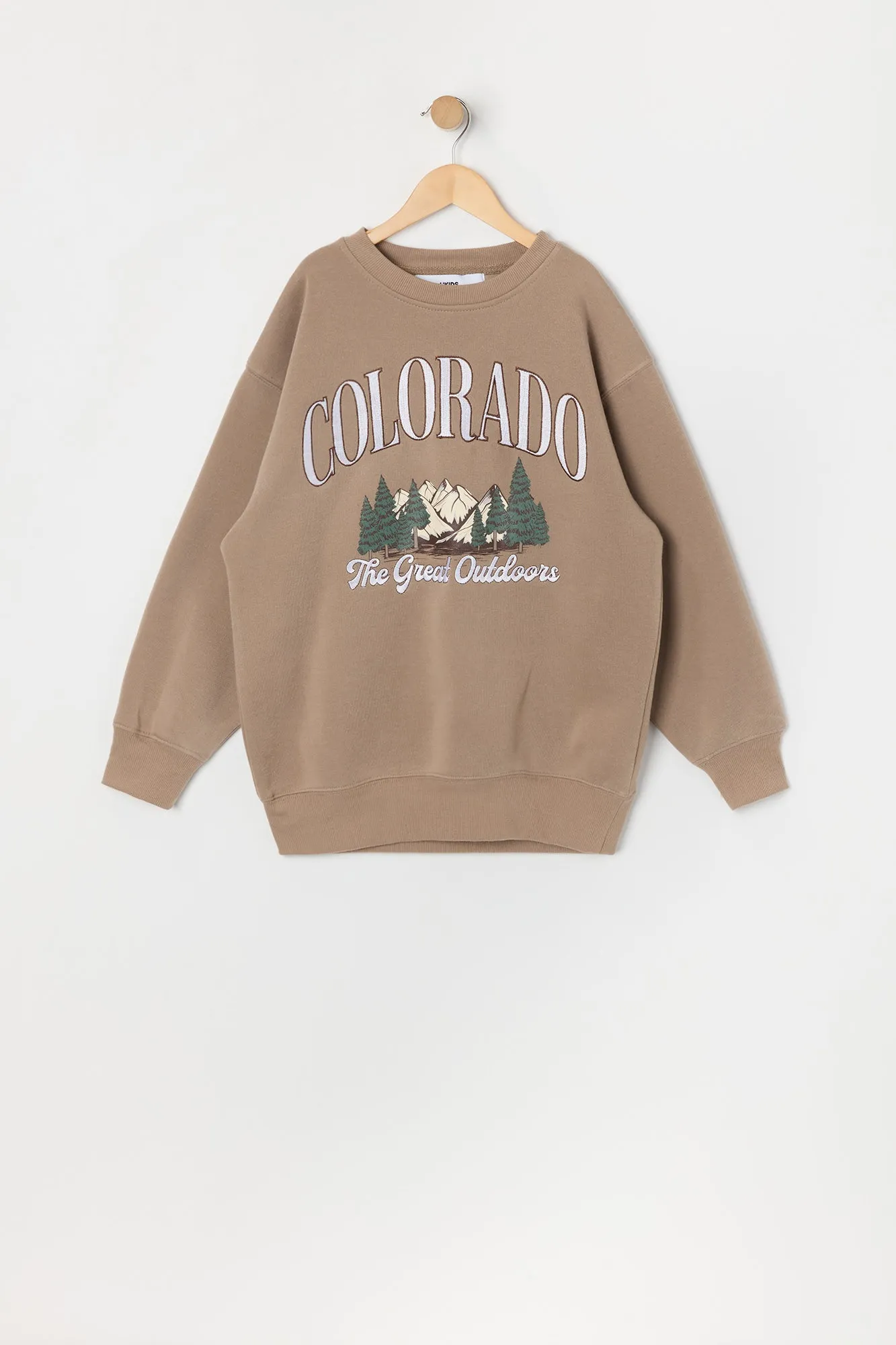 Chandail surdimensionné en molleton avec motif brodé destination en chenille pour fille sold by Urban Planet product image thumbnail 3