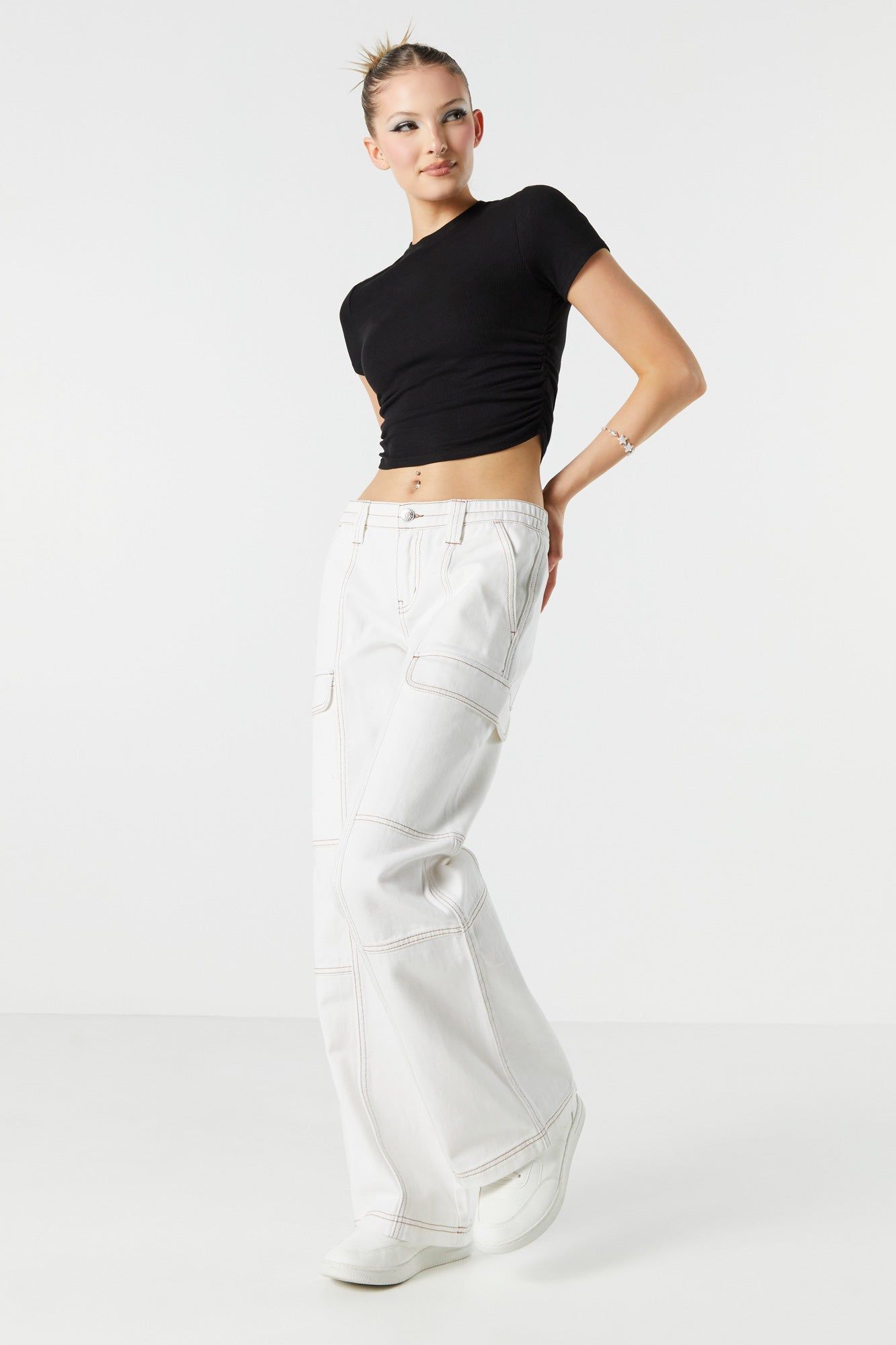 Ribbed Side Cinched Crop Top sold by Urban Planet product image thumbnail 6