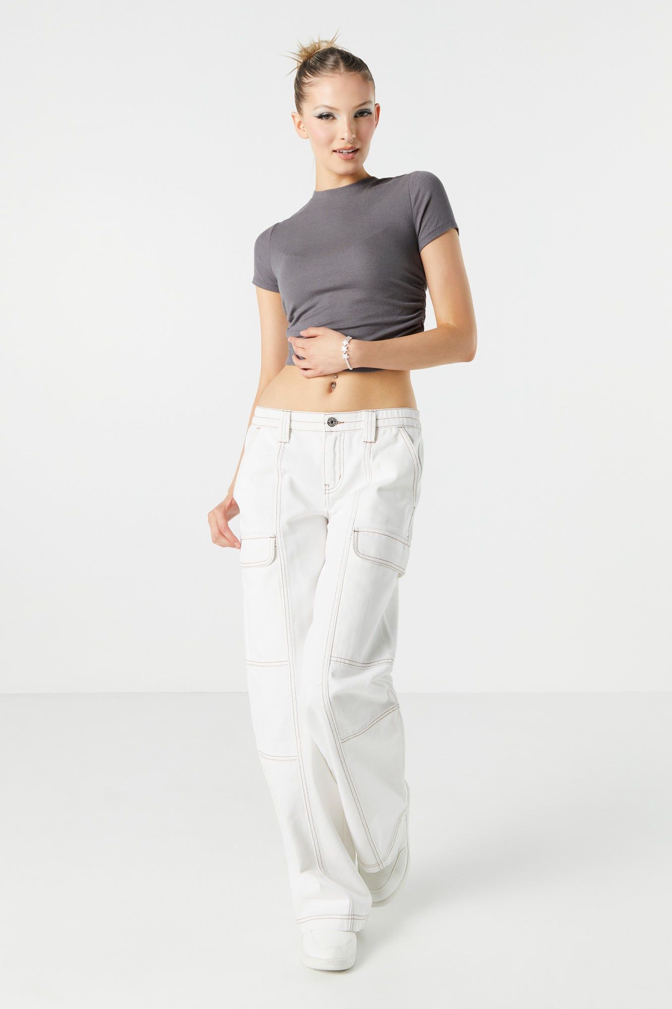Ribbed Side Cinched Crop Top sold by Urban Planet product image thumbnail 9