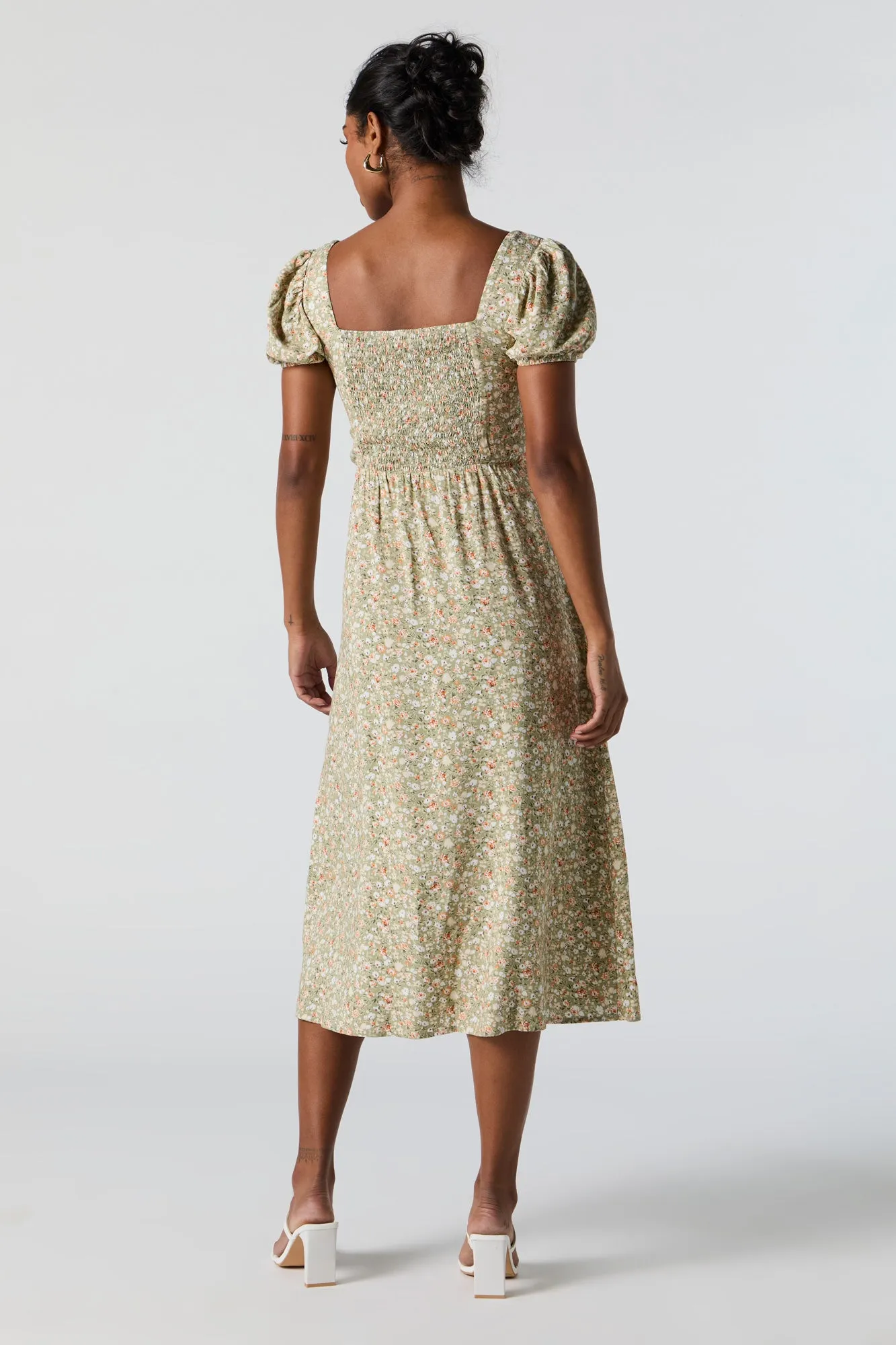 Floral Sweetheart Puff Sleeve Midi Dress sold by Urban Planet product image thumbnail 3