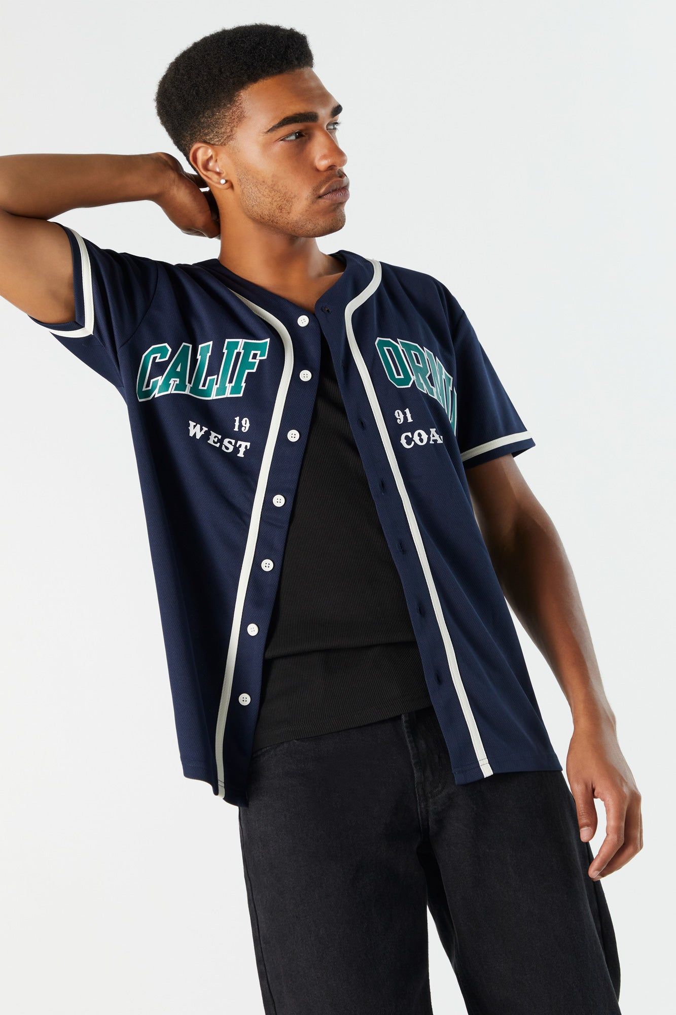 Jersey de baseball bleu à imprimé California sold by Urban Planet product image thumbnail 2