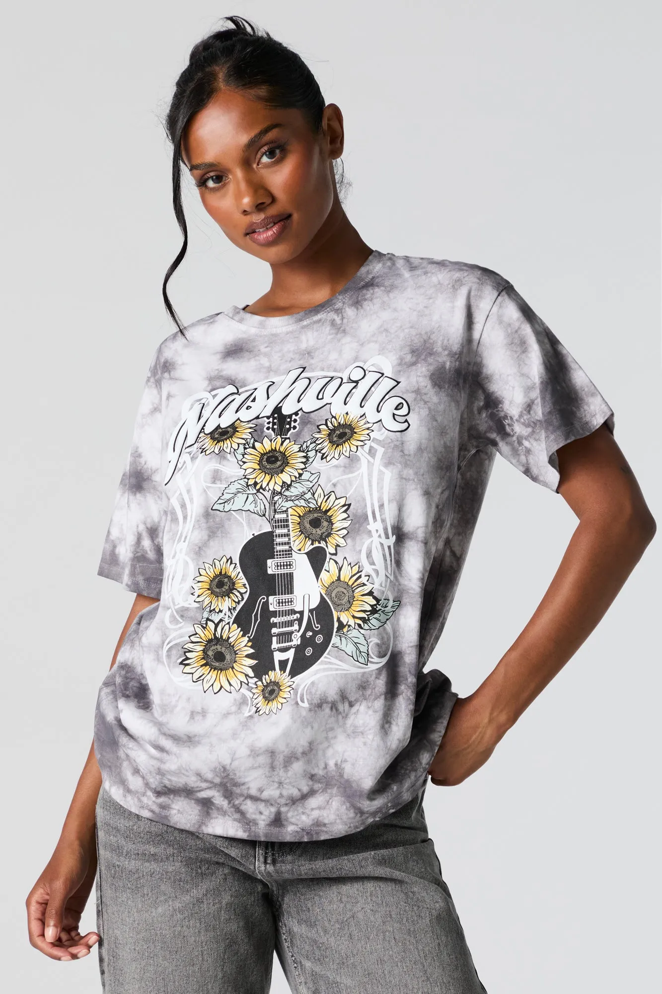 Nashville Graphic Tie Dye Boyfriend T-Shirt sold by Urban Planet