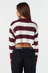 Striped Cropped Crewneck Sweater sold by Urban Planet