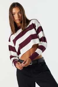 Striped Cropped Crewneck Sweater sold by Urban Planet