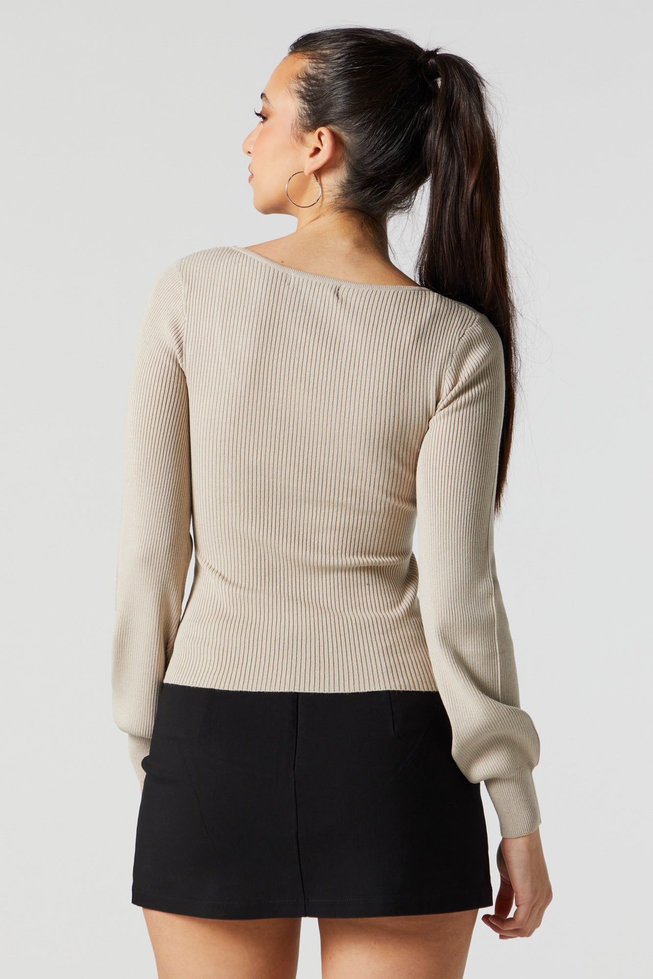 Chandail en tricot côtelé à manches bouffantes sold by Urban Planet product image thumbnail 5