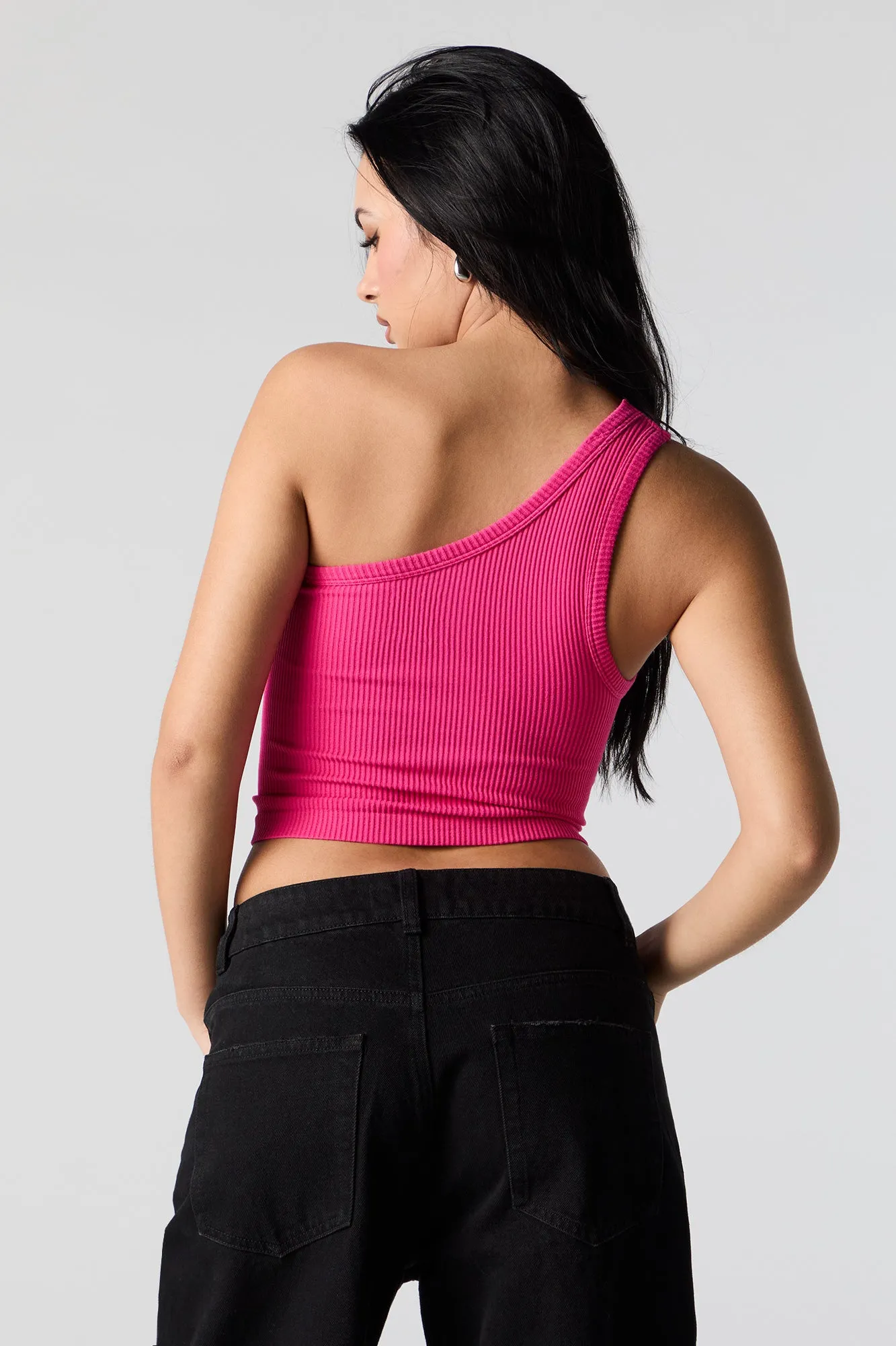Seamless Ribbed One Shoulder Tank sold by Urban Planet product image thumbnail 2