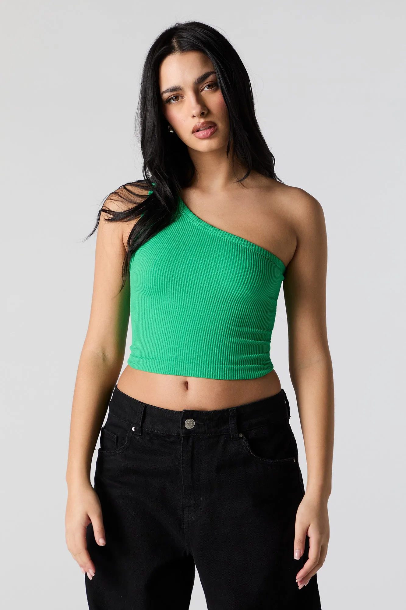 Seamless Ribbed One Shoulder Tank sold by Urban Planet product image thumbnail 4