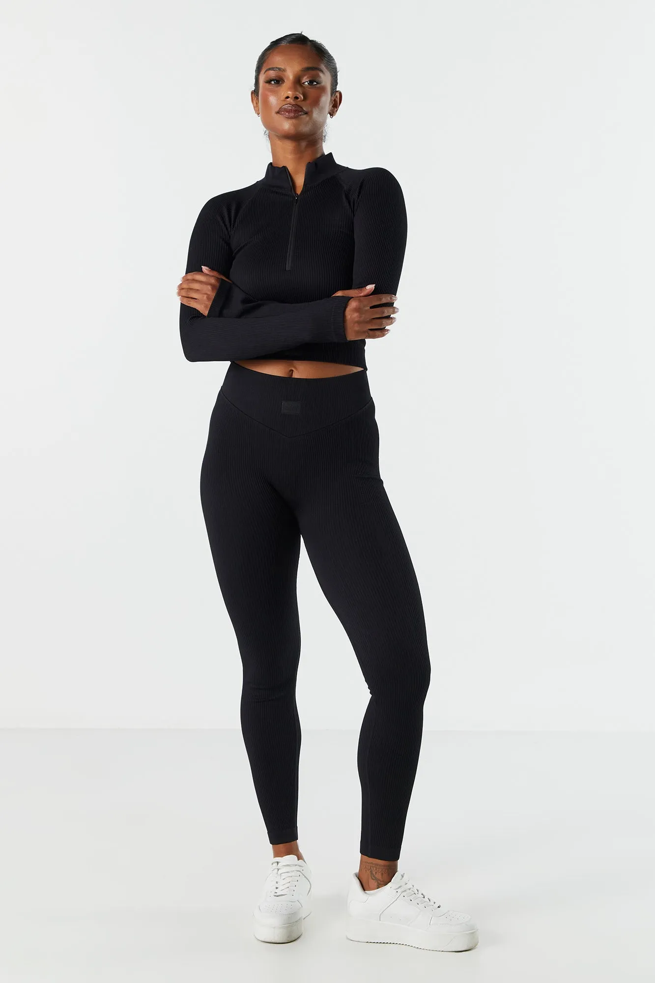 Sommer Ray Seamless Ribbed Quarter Zip Active Top sold by Urban Planet product image thumbnail 3