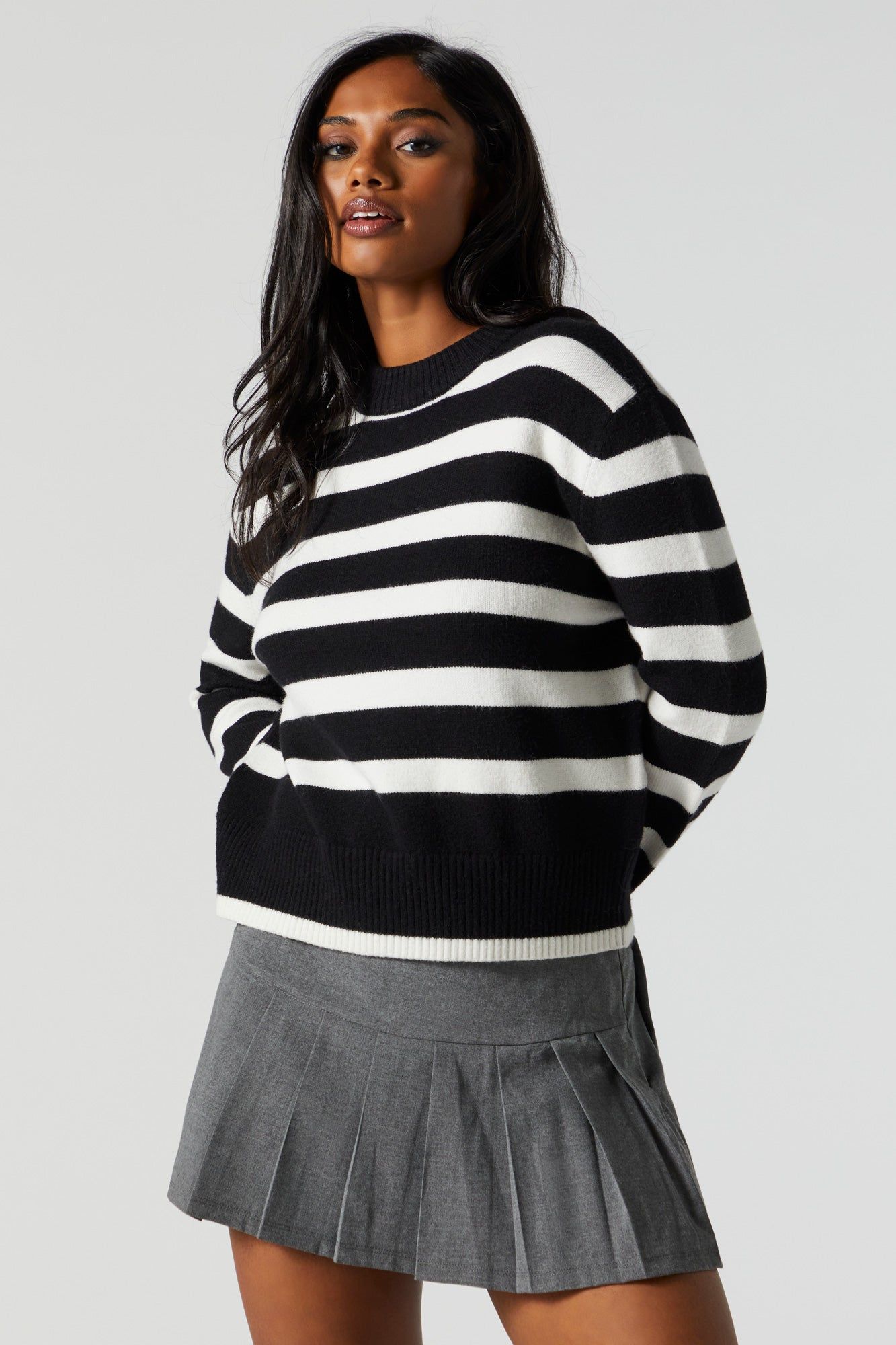 Oversized Striped Crewneck Sweater sold by Urban Planet