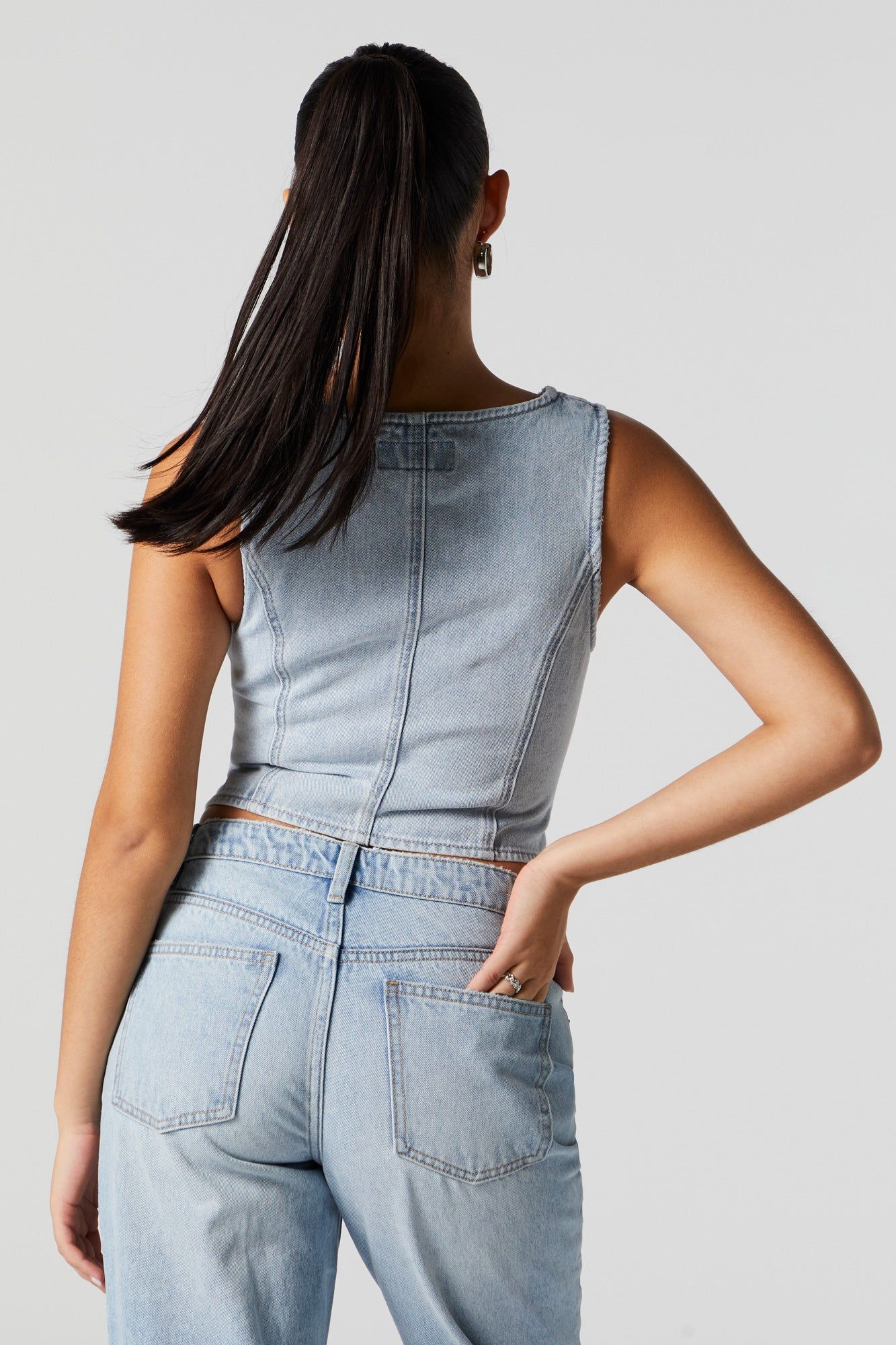 Light Wash Denim Button-Up Vest sold by Urban Planet product image thumbnail 2