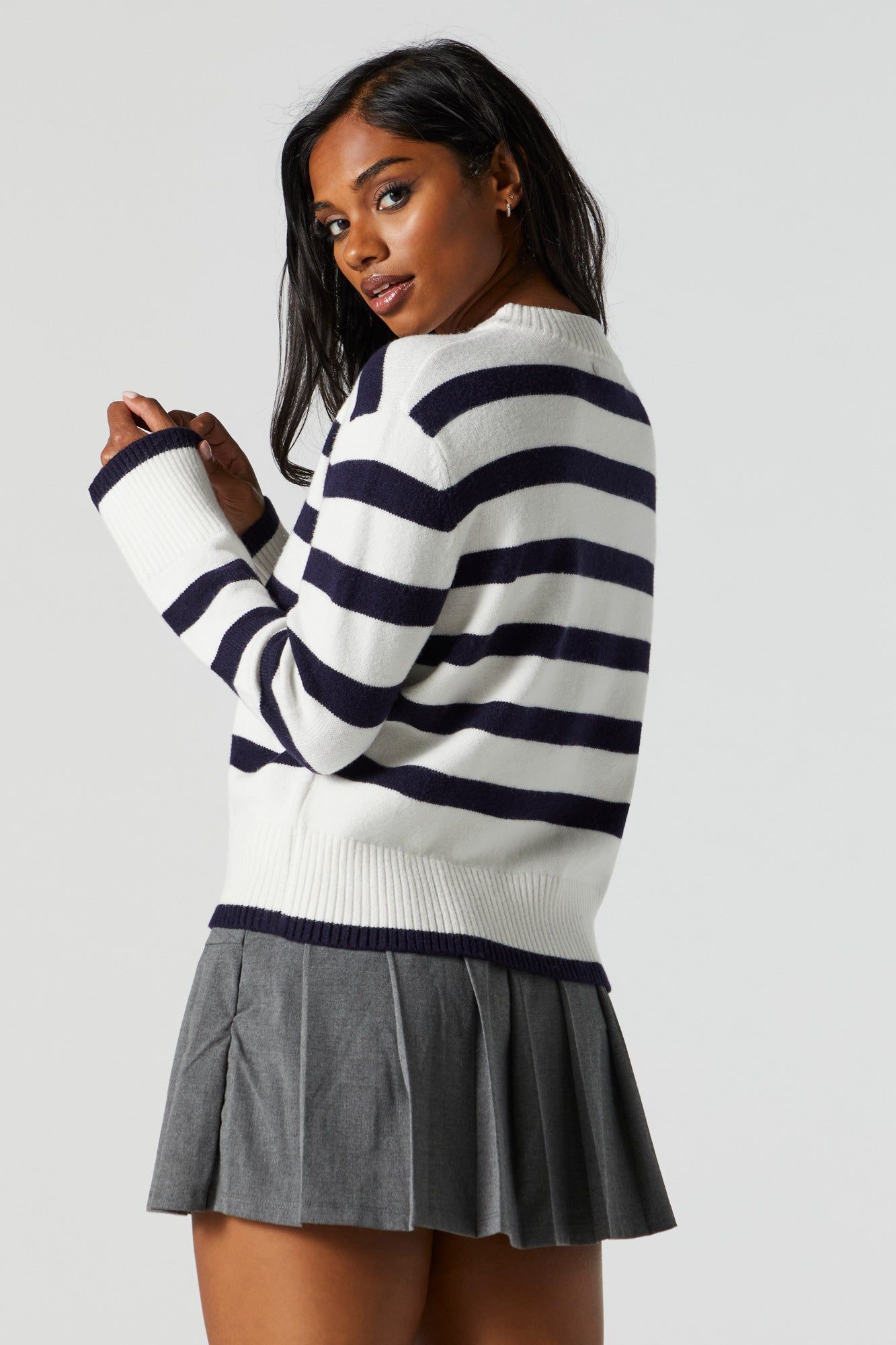 Oversized Striped Crewneck Sweater sold by Urban Planet product image thumbnail 5