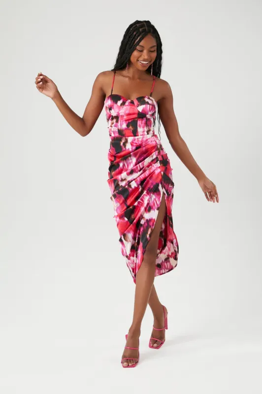 Robe-bustier midi en satin avec motif abstrait sold by Urban Planet