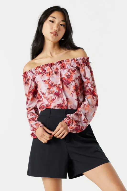 Maillot fleuri en chiffon à épaules dénudées sold by Urban Planet