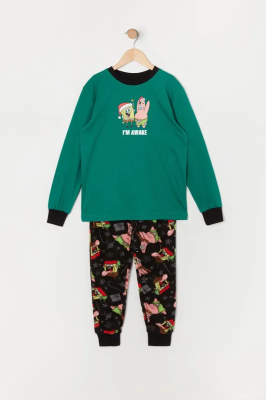 Boys Xmas SpongeBob Graphic 2 Piece Pajama Set made by Urban Planet