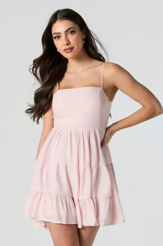 Open Back Tiered Mini Dress with Built-In Cups sold by Urban Planet