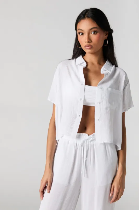 Haut boutonné court texturé sold by Urban Planet