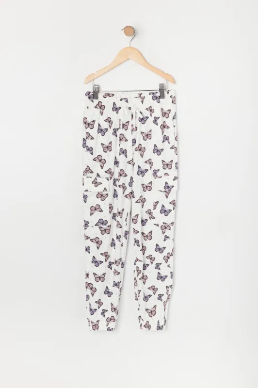 Girls Butterfly Fleece Cargo Jogger sold by Urban Planet
