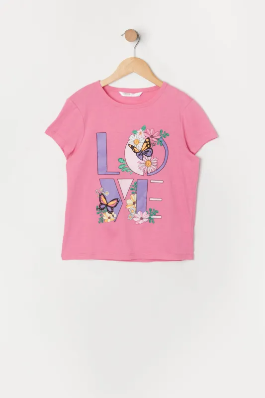 Girls Butterfly Love Graphic T-Shirt sold by Urban Planet