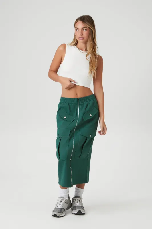 Zip Front Cargo Midi Skirt sold by Urban Planet