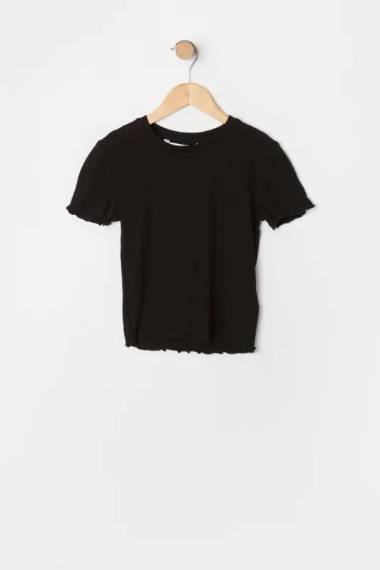 Girls Lettuce Trim T-Shirt sold by Urban Planet