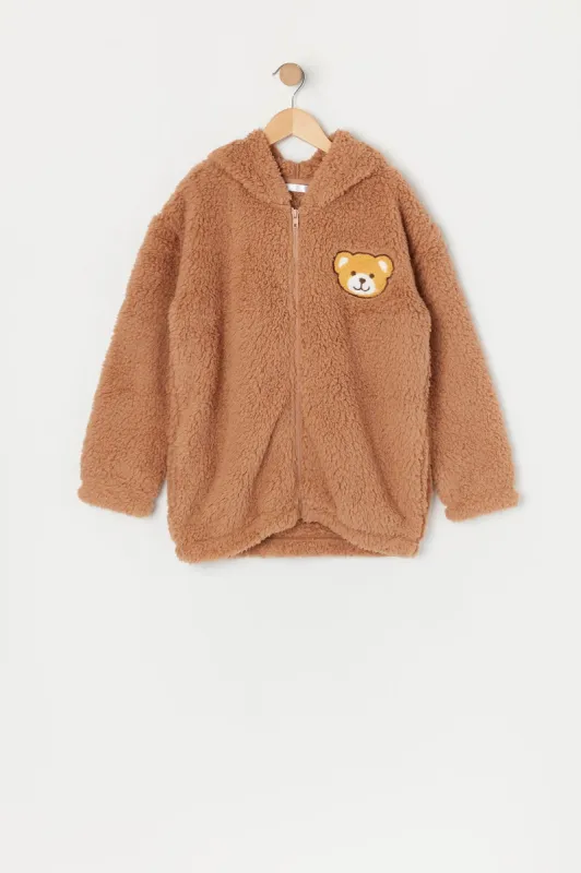 Girls Oversized Teddy Sherpa Zip-Up Hoodie sold by Urban Planet