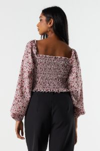 Purple Floral Smocked Milkmaid Top sold by Urban Planet
