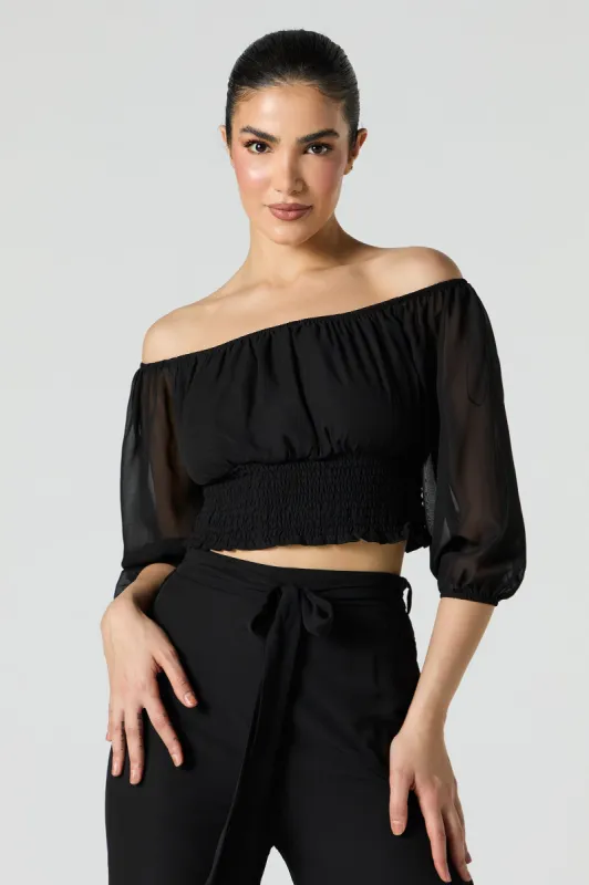 Chiffon Off Shoulder Half Sleeve Top sold by Urban Planet