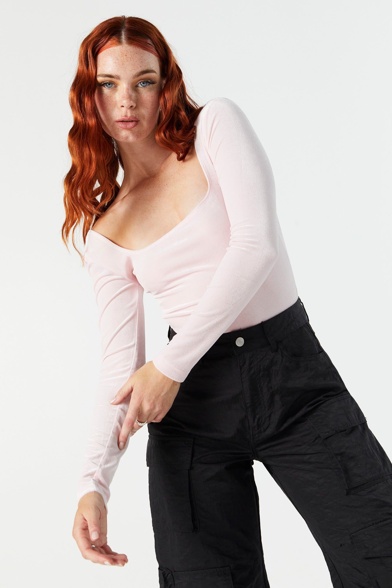 Velvet Square Neck Long Sleeve Bodysuit sold by Urban Planet