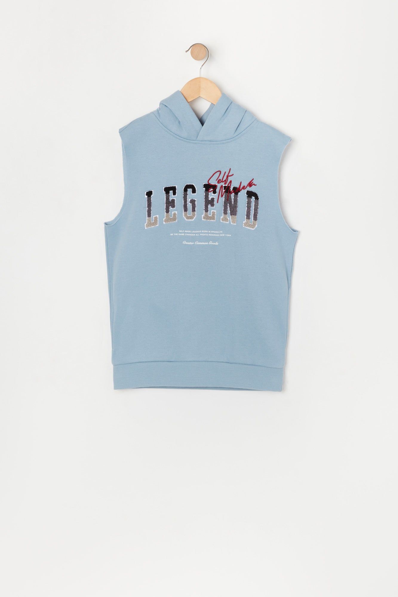 Boys Self Made Legend Chenille Embroidered Sleeveless Hoodie sold by Urban Planet