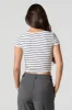 T-shirt court cranté côtelé rayé sold by Urban Planet